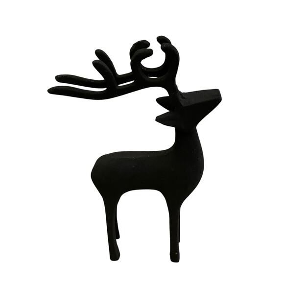 Set of 2 Black Metal Christmas Reindeer 11in Made in India Holiday Decor New - Picture 7 of 16
